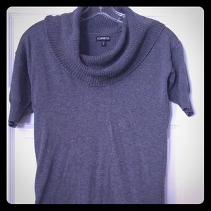 Express Gray Short Sleeved Cowl Neck Sweater XS